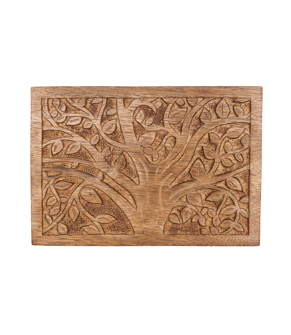 Aranyani Tree of Life Jewelry Box With Tray - Hand Carved Wood - Matr Boomie Wholesale