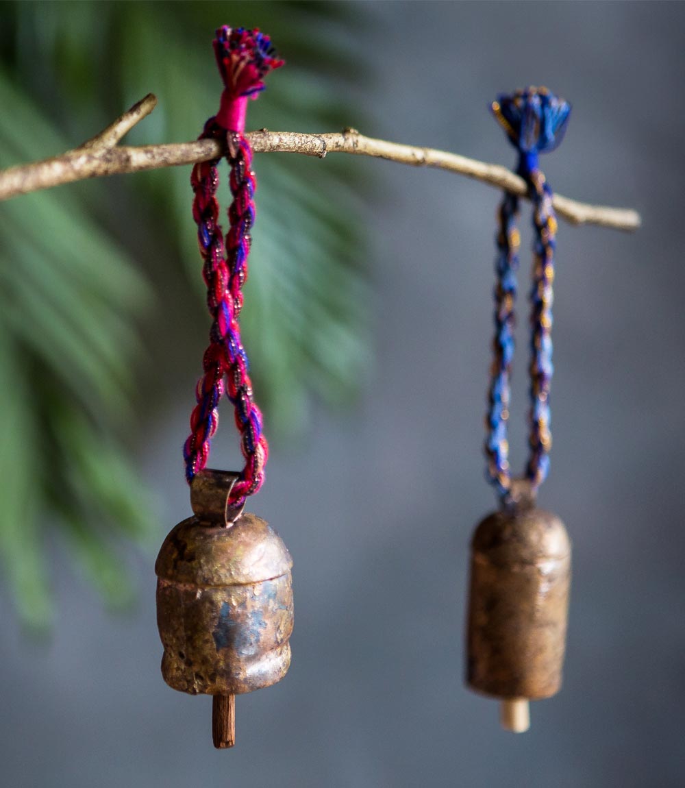 Rainbow Twist Red/Silver Bell Wind Chime - Fair Trade Decor