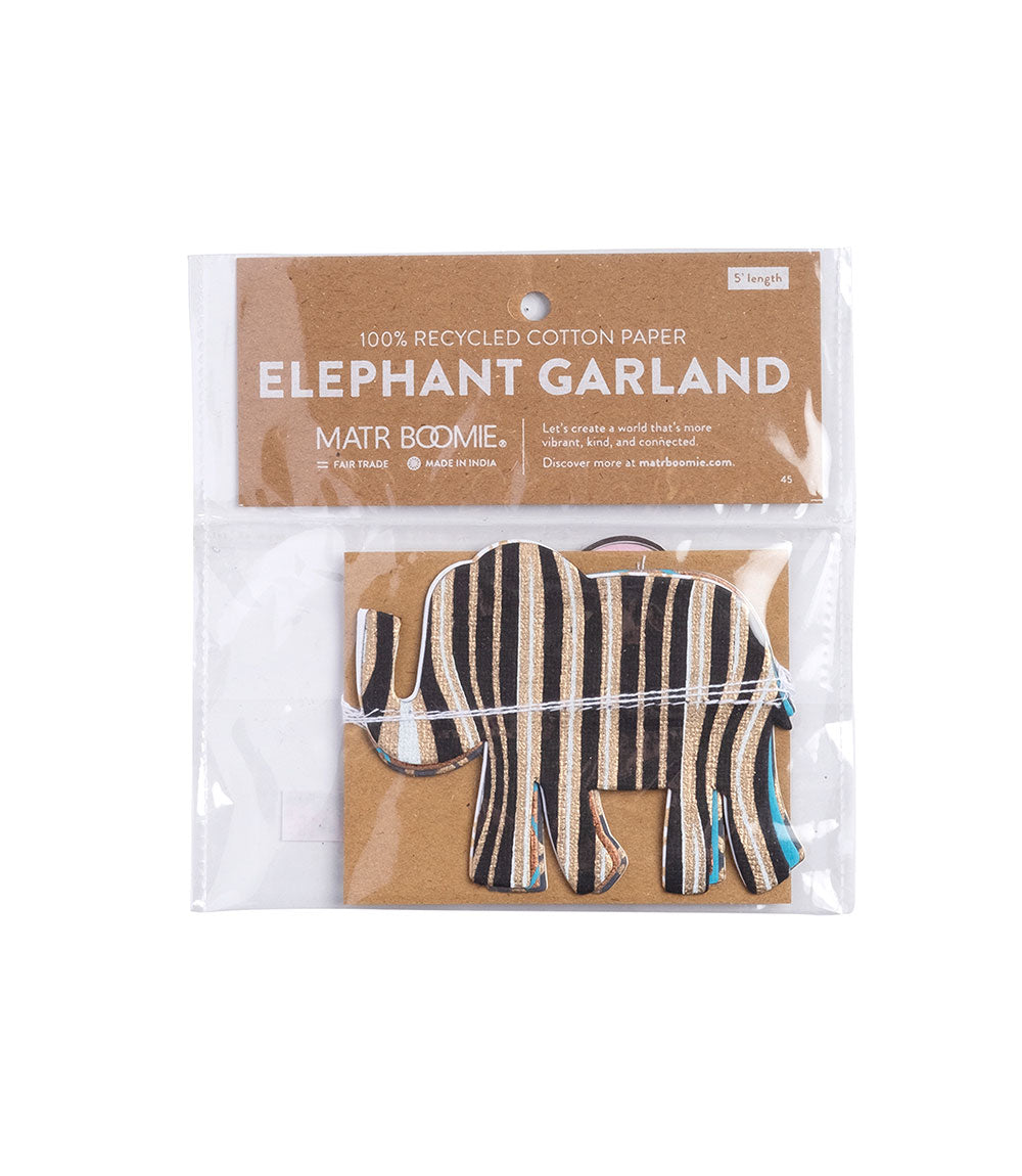 Elephant Recycled Paper Garland - Eco Friendly Tree-Free Decor