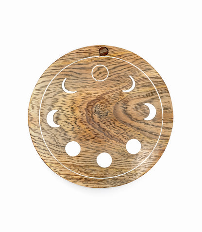Indukala Moon Phase Round Pivot Box - Handcrafted Mango Wood - Matr Boomie Wholesale