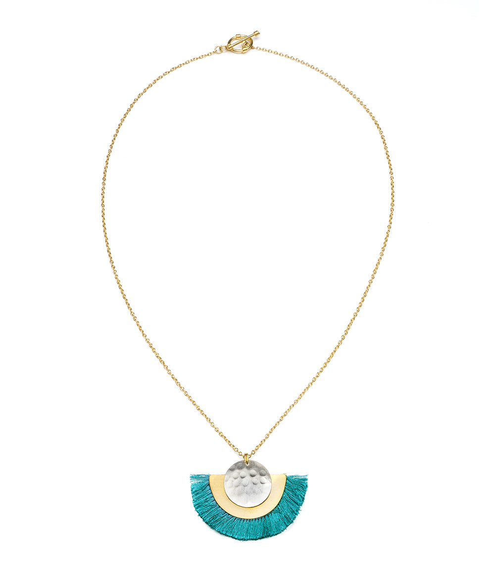 Vitana Cosmos Teal Fringe Drop Necklace
