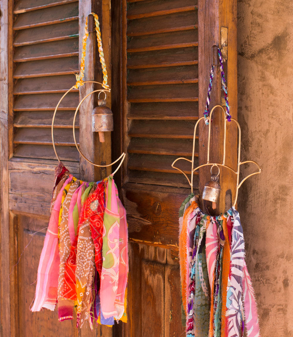 Swapna Moon Bell Wind Chime Upcycled Sari - Fair Trade Home