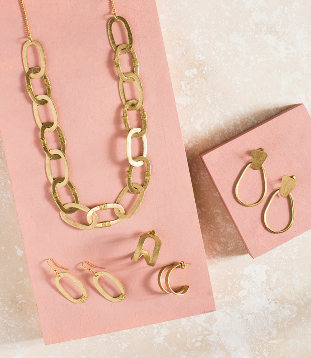 Kaia Gold Wire Wrapped Link Necklace