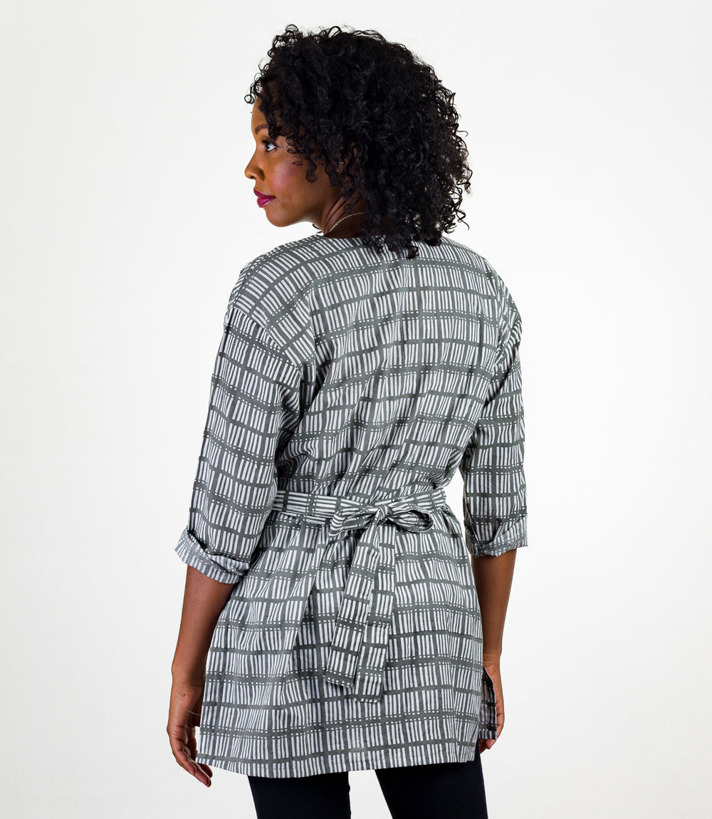 Kamini Women's Dash Belted Tunic - Block Print Cotton, L/XL