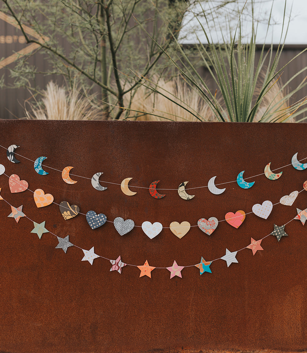 Stars Recycled Paper Garland - Eco Friendly Tree Free Decor - Matr Boomie Wholesale