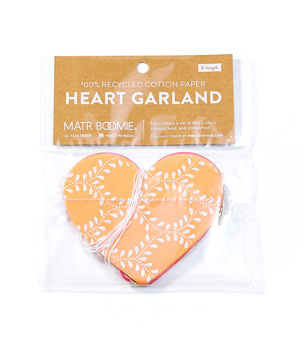 Hearts Recycled Paper Garland - Eco Friendly Tree Free Decor