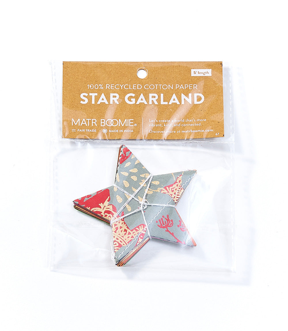 Stars Recycled Paper Garland - Eco Friendly Tree Free Decor - Matr Boomie Wholesale