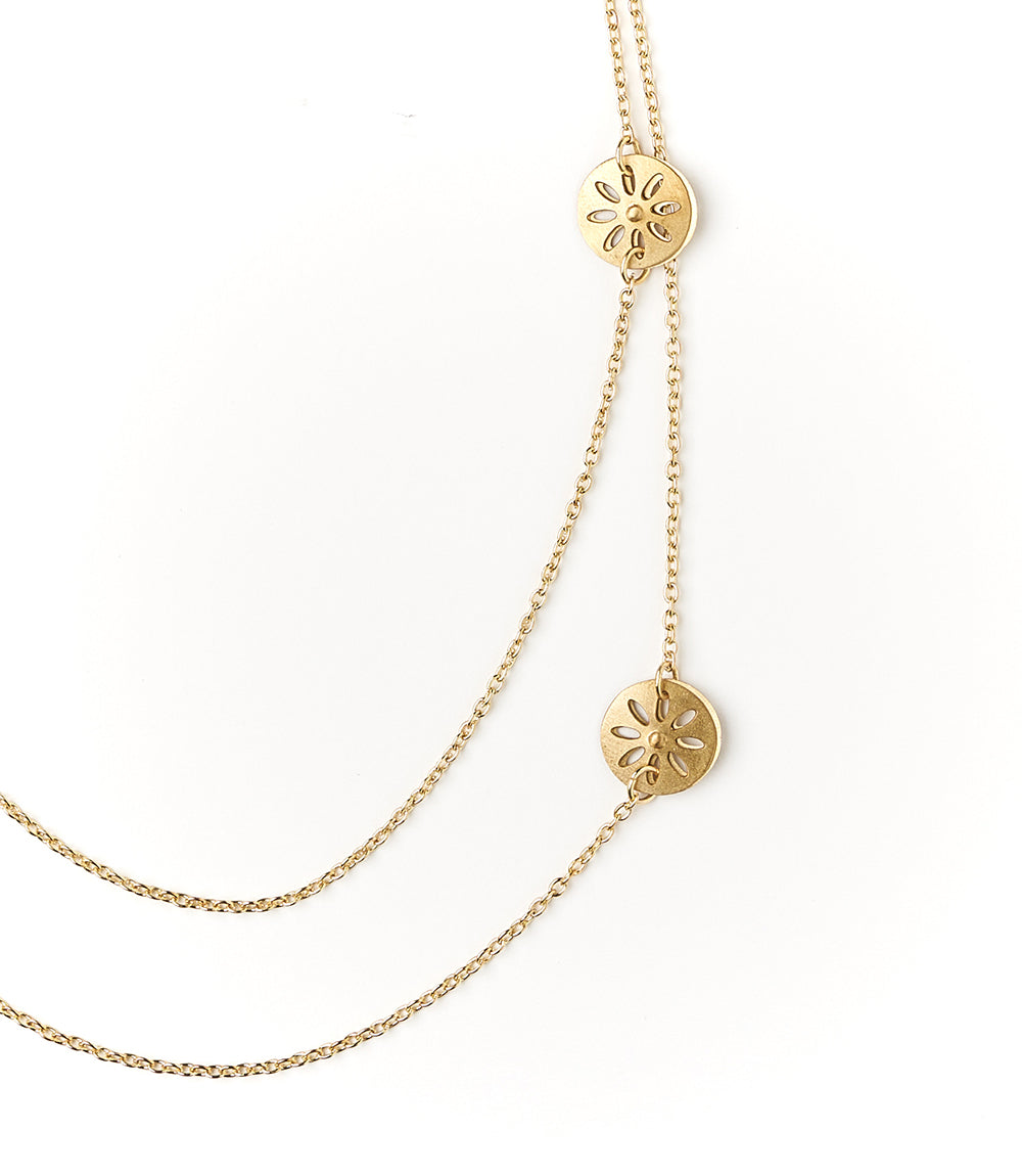 Chameli Petal Coin Double Layer Necklace