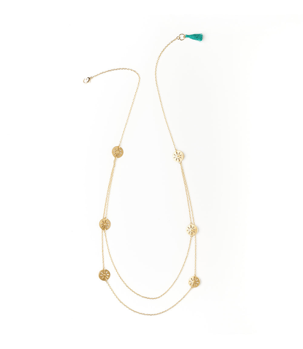 Chameli Petal Coin Double Layer Necklace