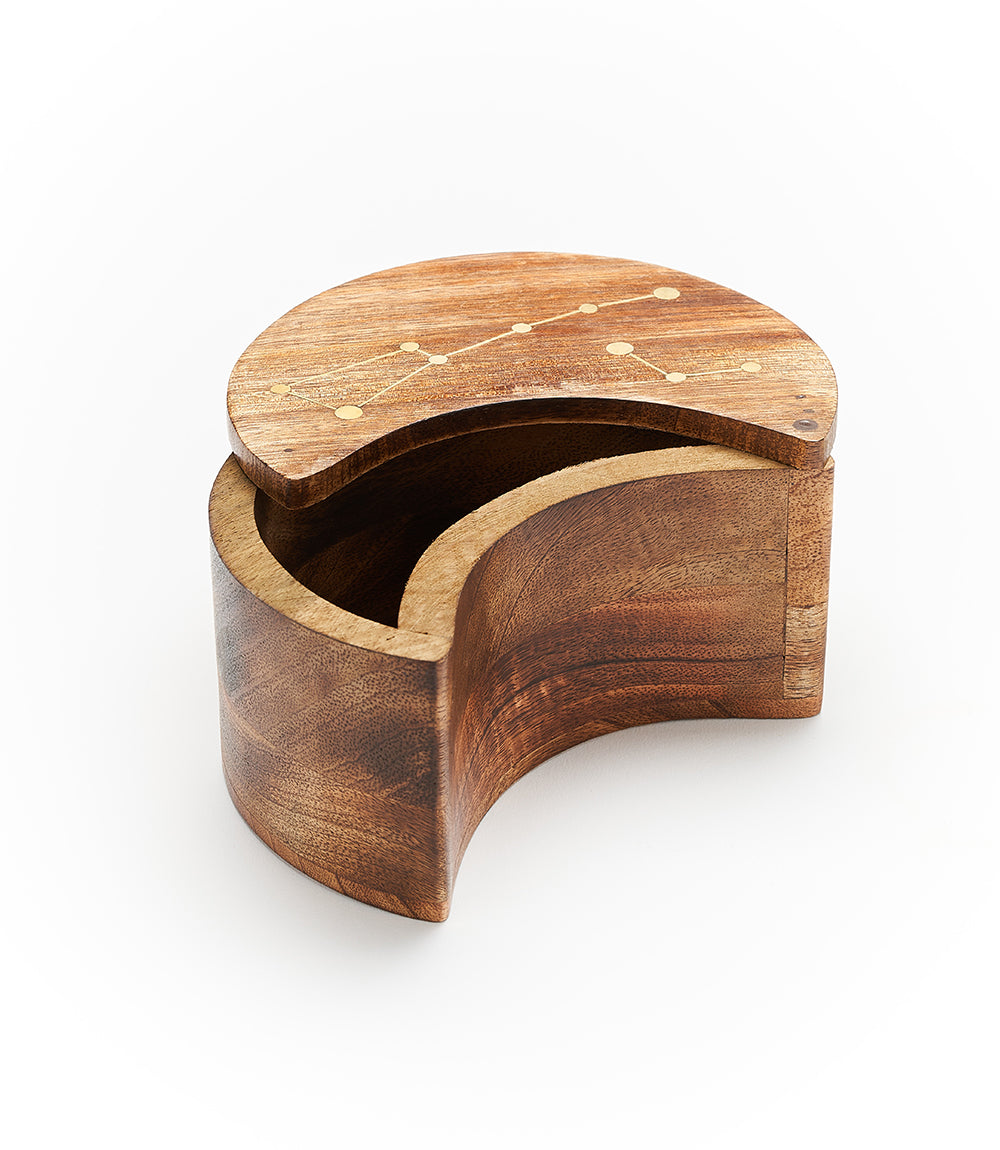 Jyotisha Celestial Pivot Box - Mango Wood, Brass Inlay, Fair Trade