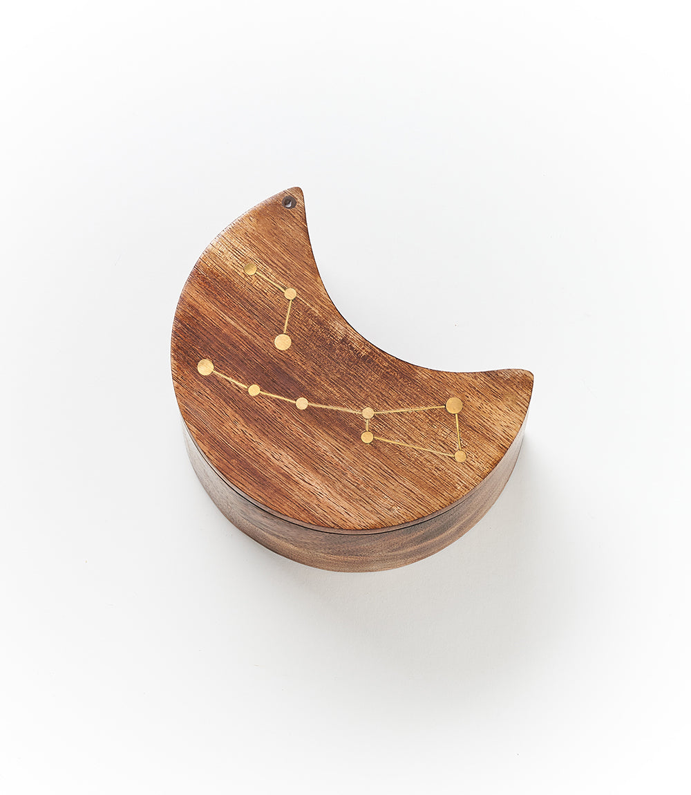 Jyotisha Celestial Pivot Box - Mango Wood, Brass Inlay, Fair Trade