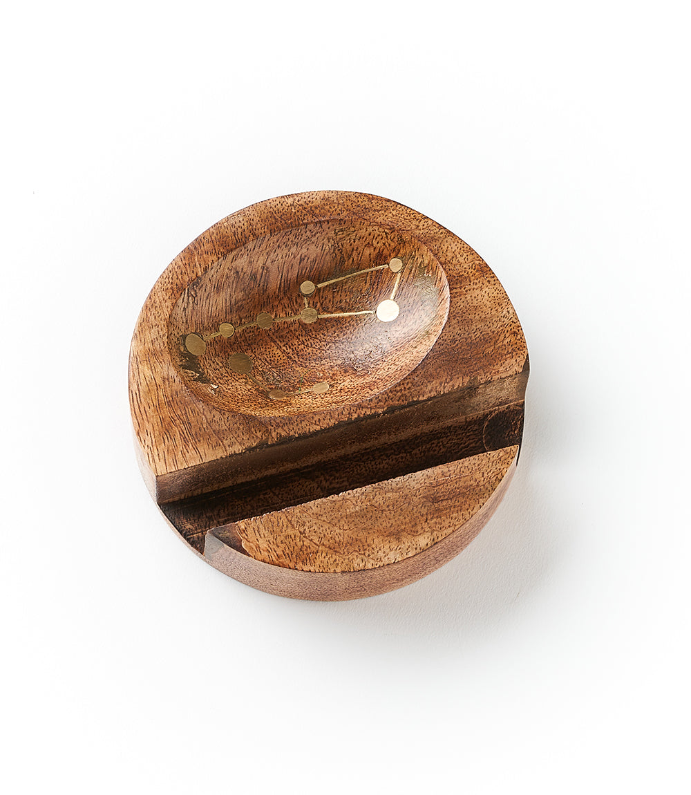Jyotisha Celestial Phone Holder Stand for Desk - Wood, Brass