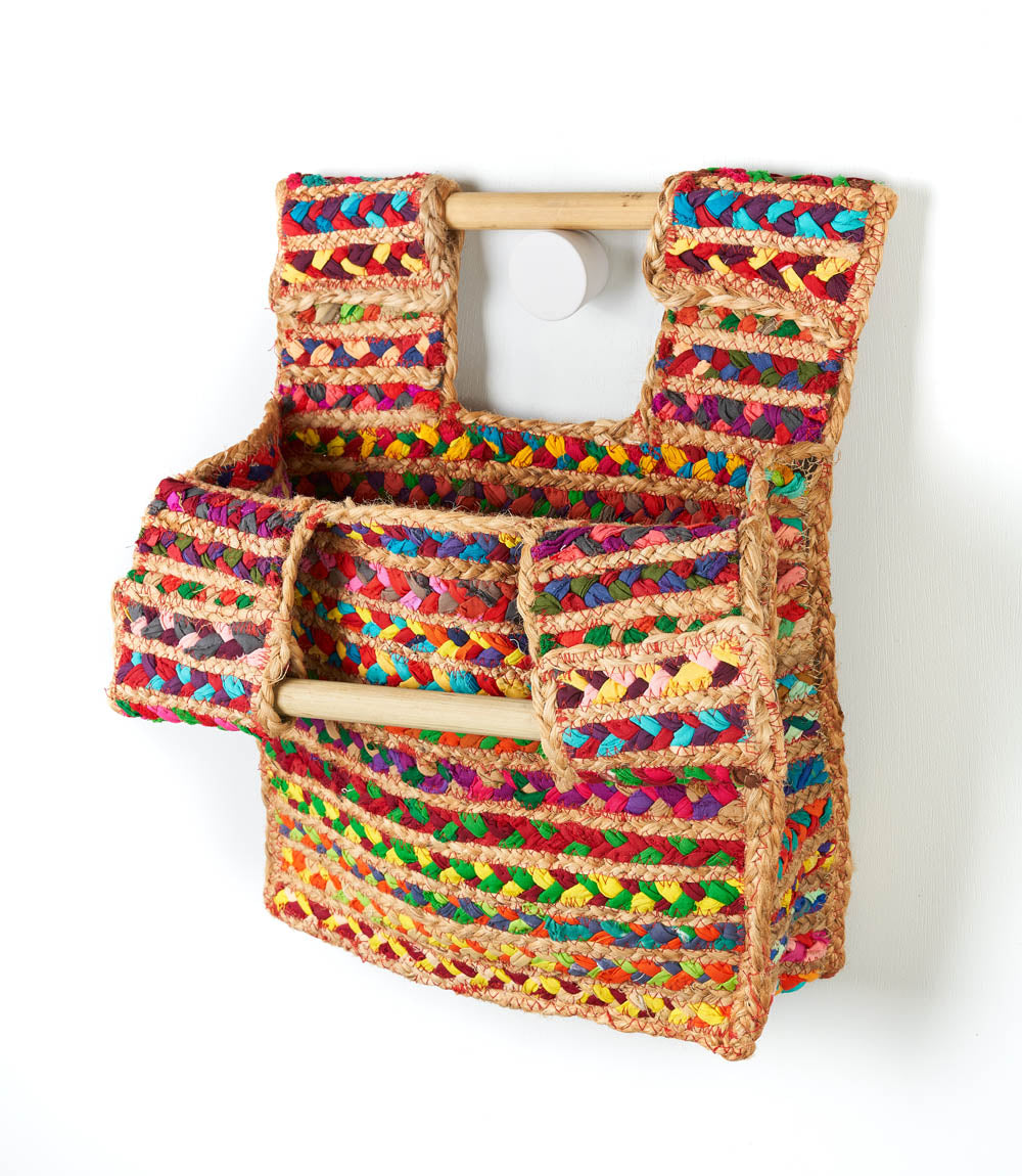 Chindi Multicolor Wooden Handle Handbag - Hand Woven - Matr Boomie Wholesale
