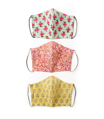 Cotton Face Mask With Filter Pocket - Assorted Hand Block Print
