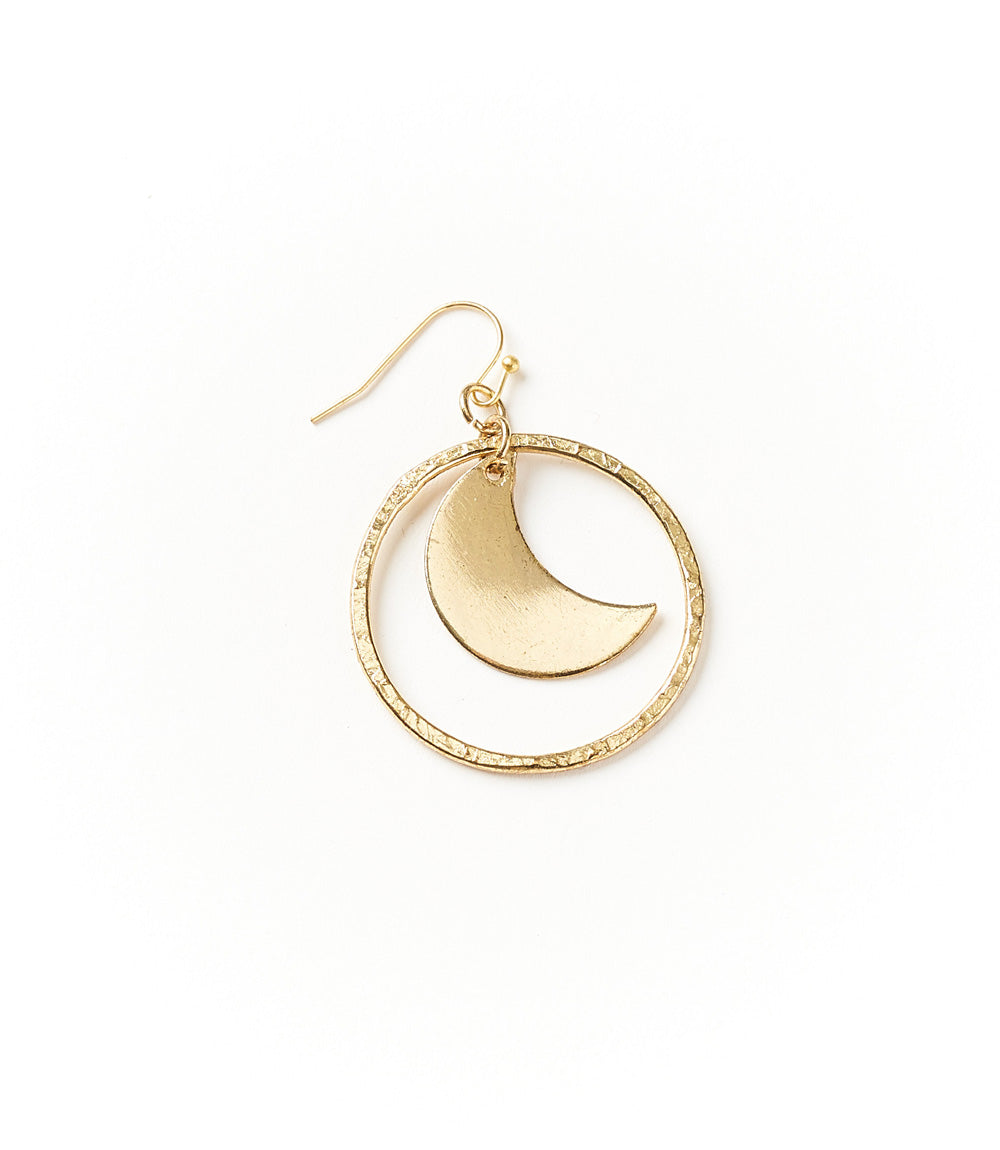 Diya Crescent Moon Gold Hoop Dangle Earrings - Matr Boomie Wholesale
