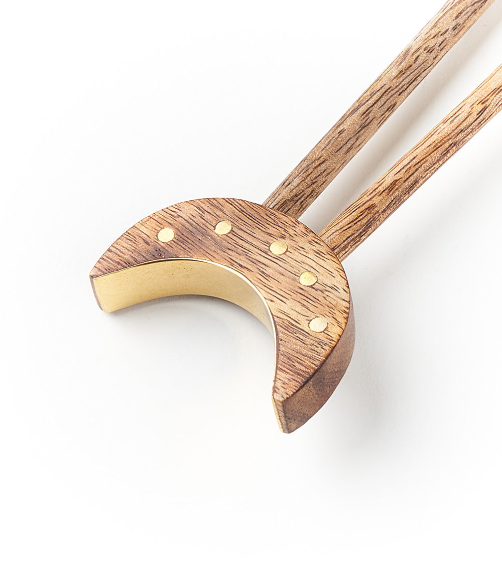 Jyotisha Crescent Moon Wood Hair Pin - Hand Carved