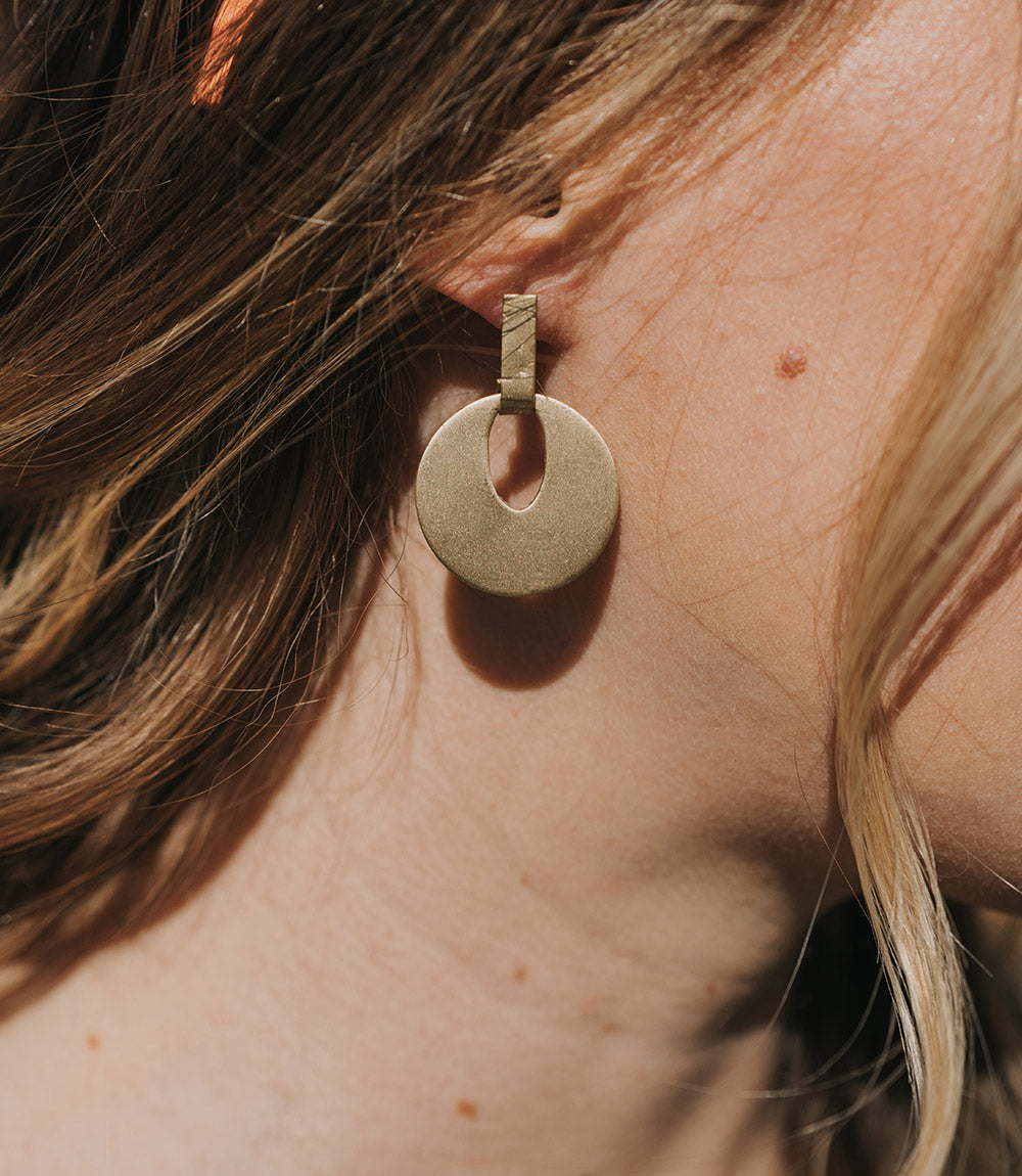 Diya Gold Disc Drop Earrings