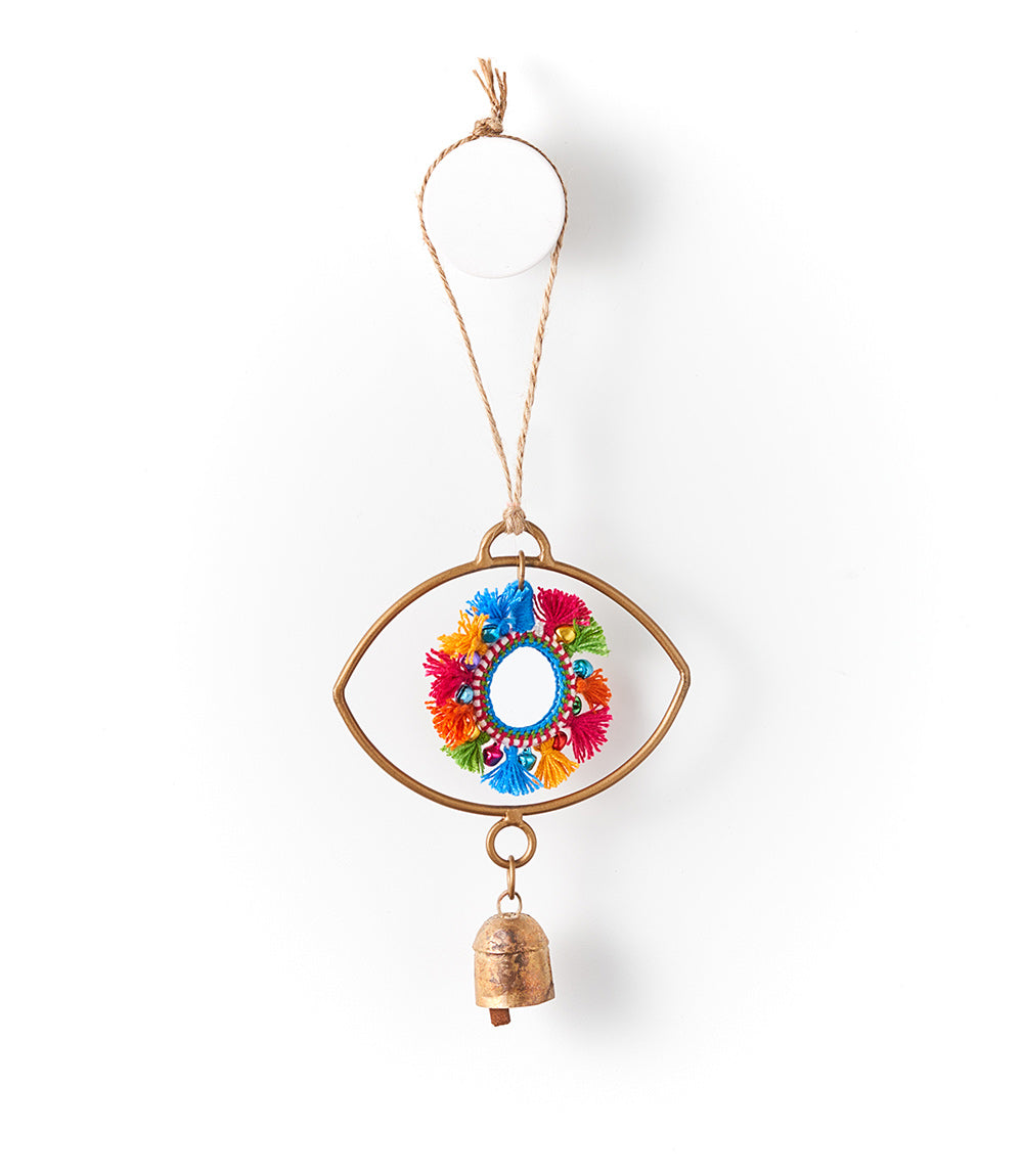 Nandini Evil Eye Wind Spinner Bell Chime - Fair Trade Decor