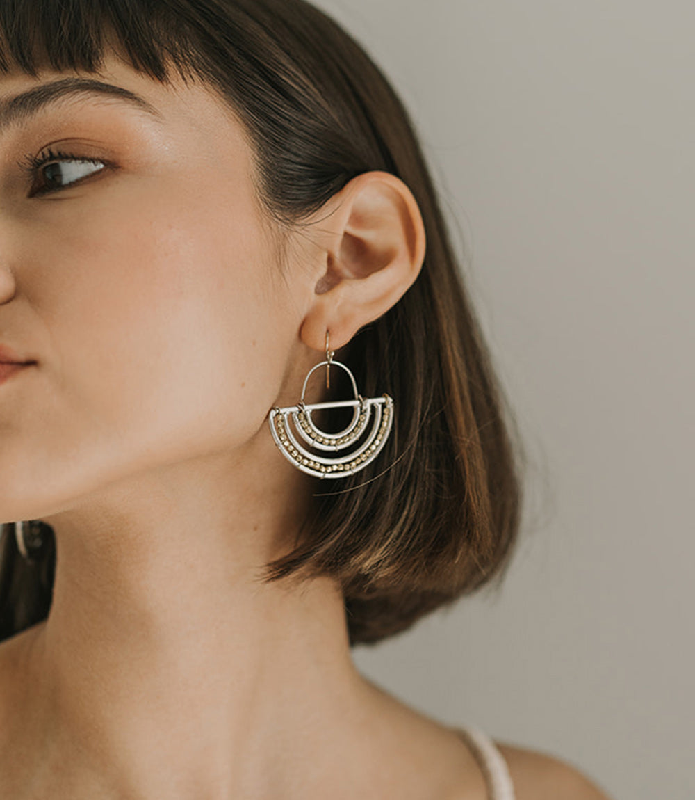 Bhavani Beaded Medallion Drop Earrings