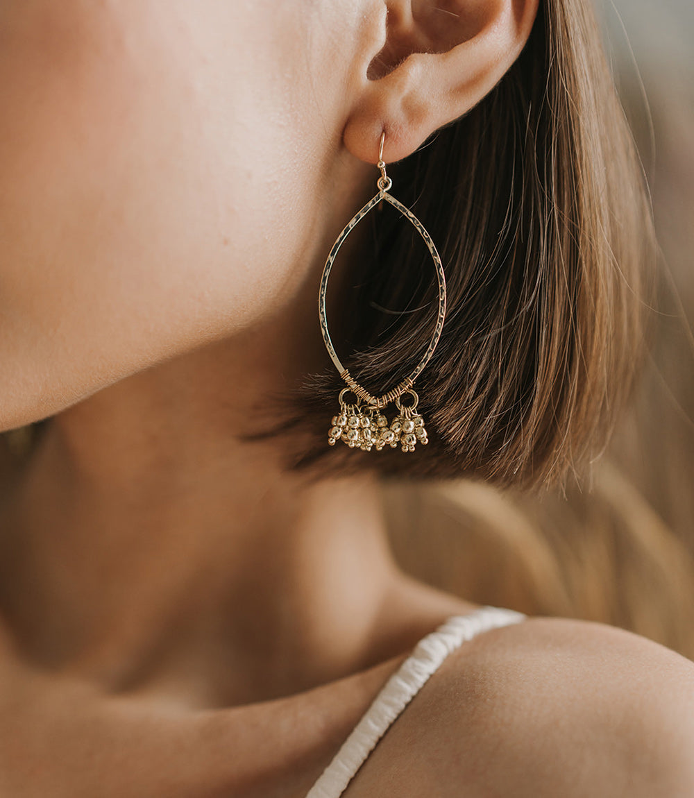 Jaya Beaded Tassel Oval Hoop Earrings