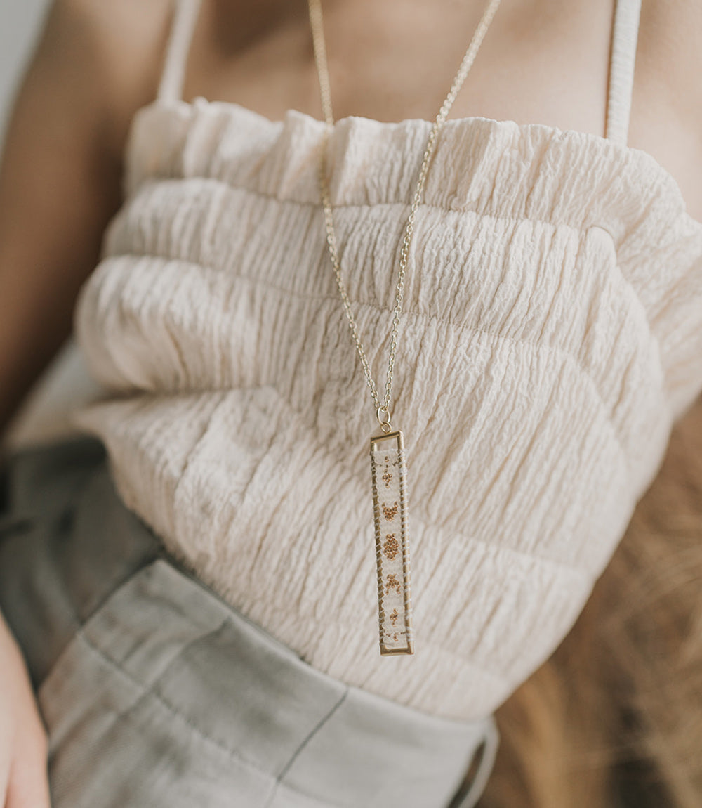 Adiya Moon Phase White Beaded Necklace