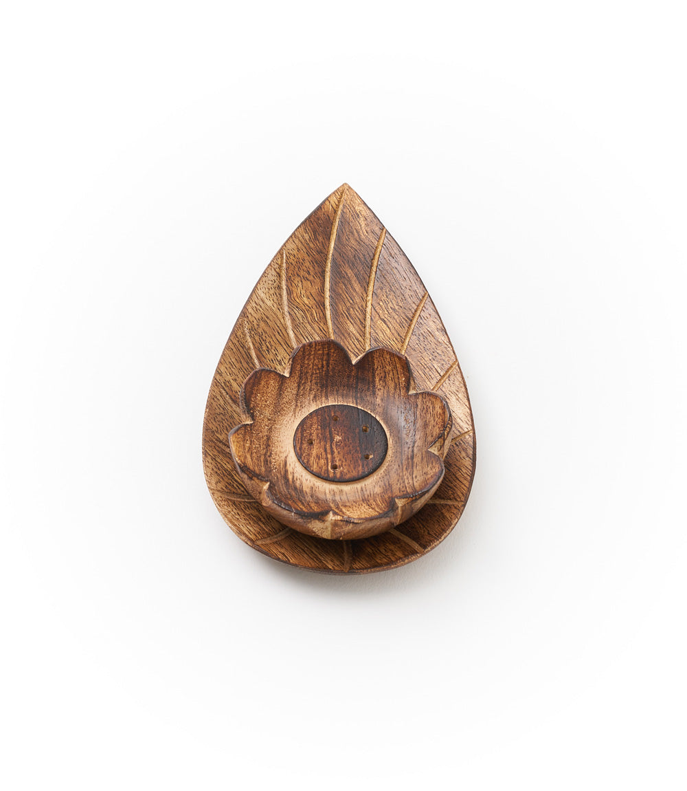 Kairavini Lotus Incense Holder - Handcrafted Mango Wood - Matr Boomie Wholesale