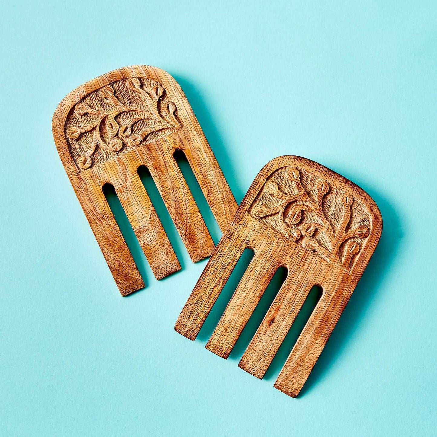 Flora Wood Salad Hands - Hand Carved