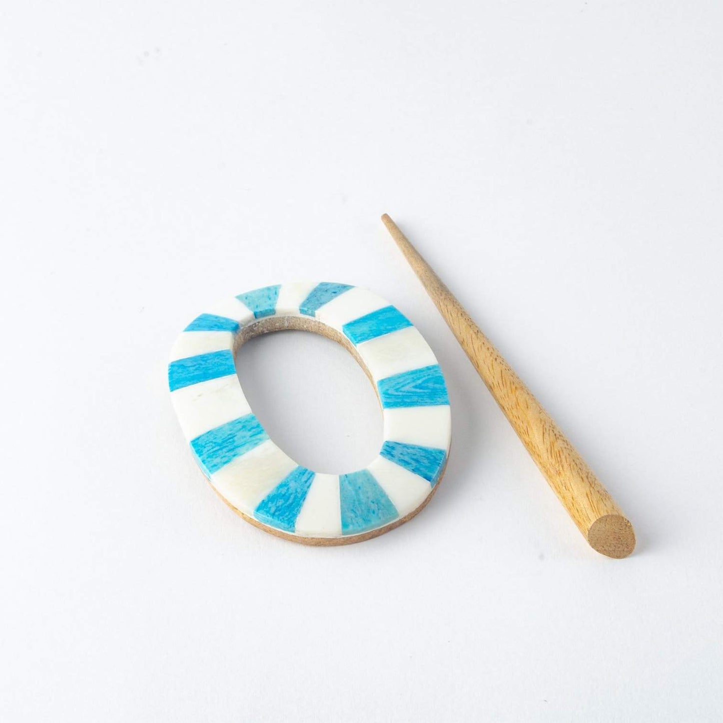 Mukhendu Bone Hair Slide with Stick - Turquoise, White