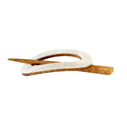 Mukhendu Hair Slide with Stick - Carved Bone, Natural - Matr Boomie Wholesale