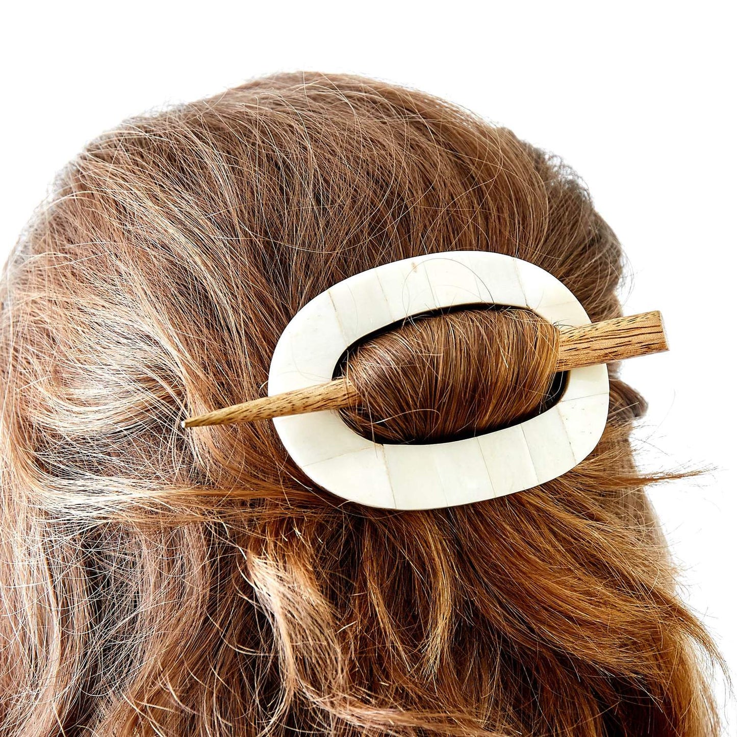 Mukhendu Hair Slide with Stick - Carved Bone, Natural - Matr Boomie Wholesale