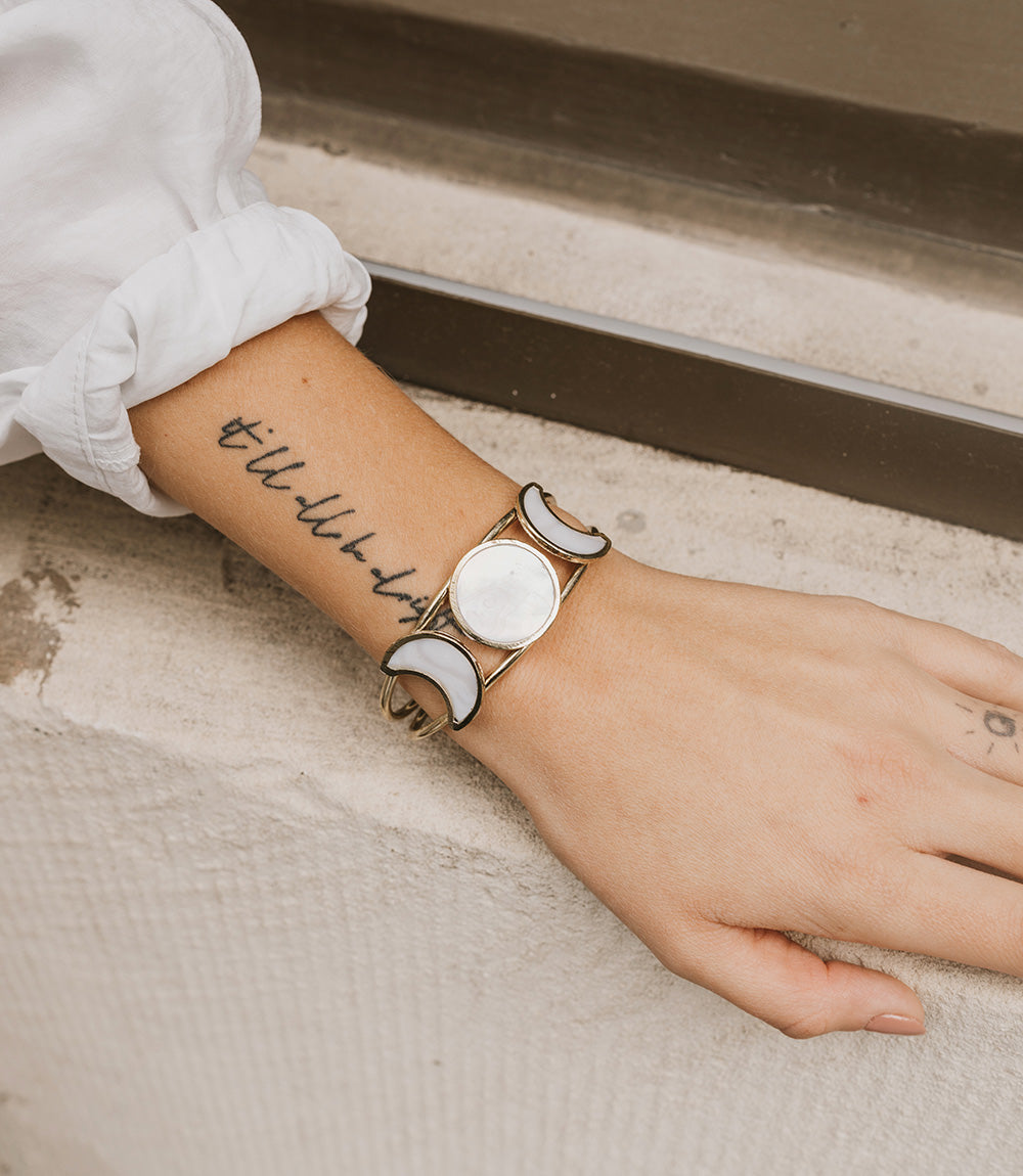 Rajani Moon Phase Cuff Bracelet - Mother of Pearl