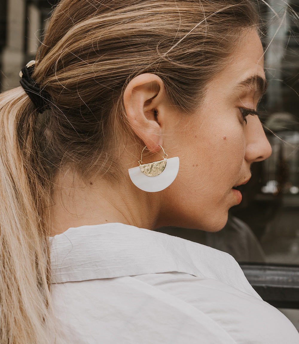 Sindhuja Fan Earrings - Mother of Pearl