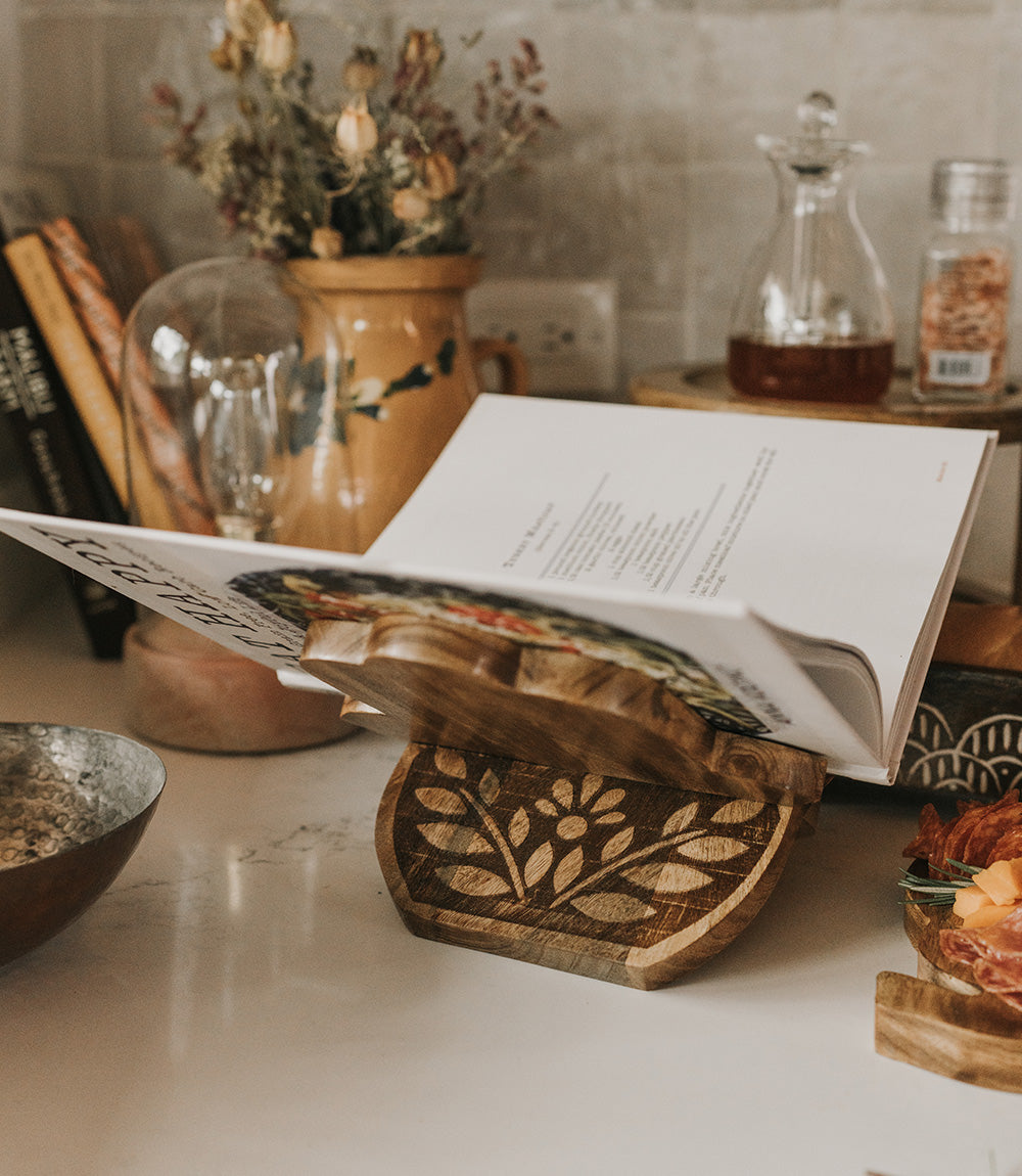 Hamsa Open Book Stand Holder - Handcrafted Wood