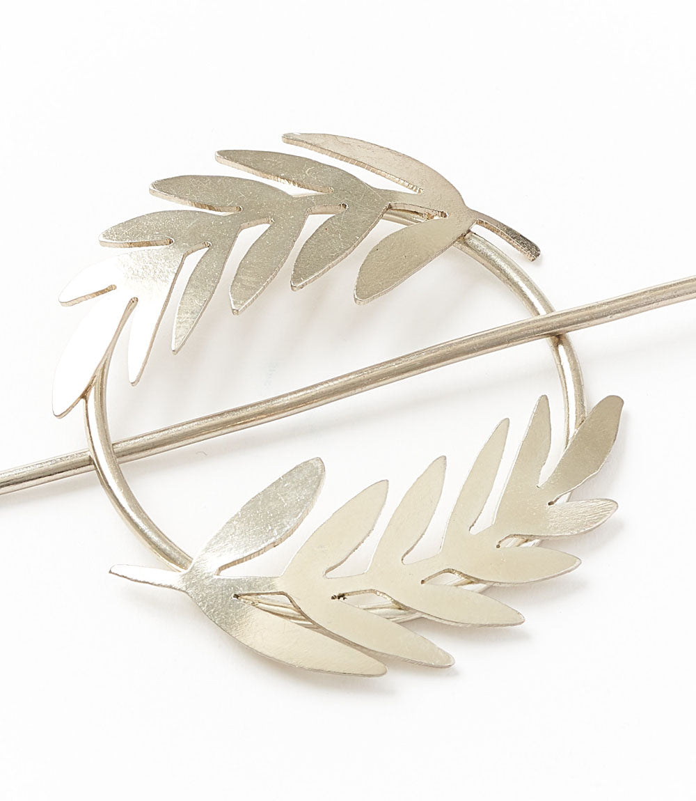 Kavya Hair Slide with Stick - Silver Fern