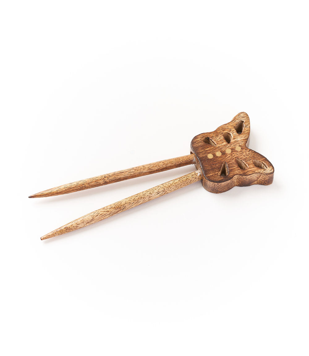 Hiranya Butterfly Wood Hair Pin - Hand Carved