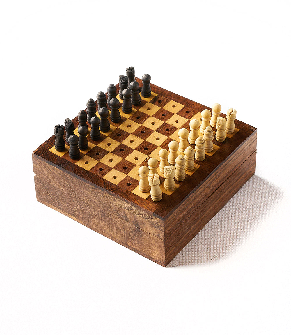 Travel Chess Game - Handcrafted Wood Pegs