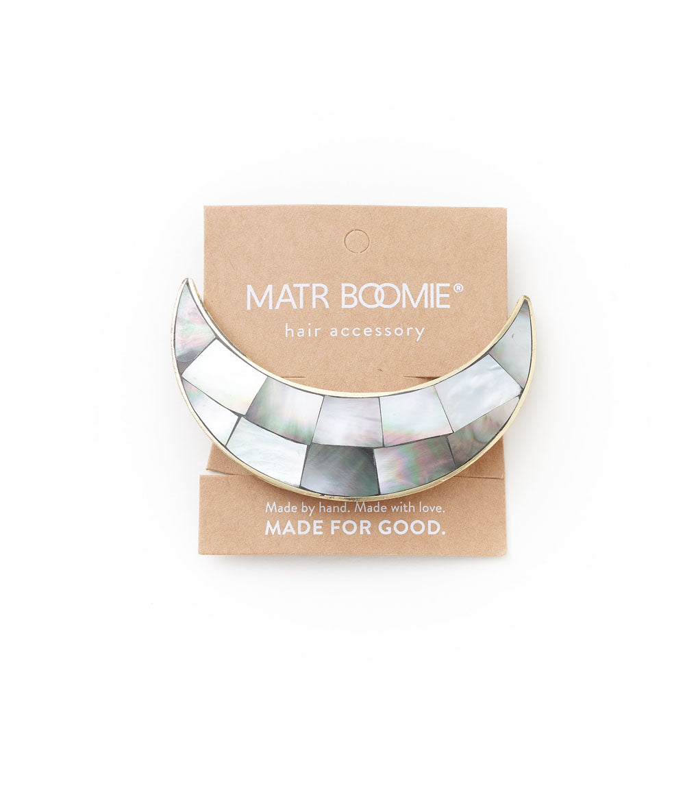 Chandra Crescent Moon Barrette - Mother of Pearl