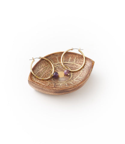 Drishti Evil Eye Jewelry Tray Trinket Dish - Wood, Brass inlay - Matr Boomie Wholesale
