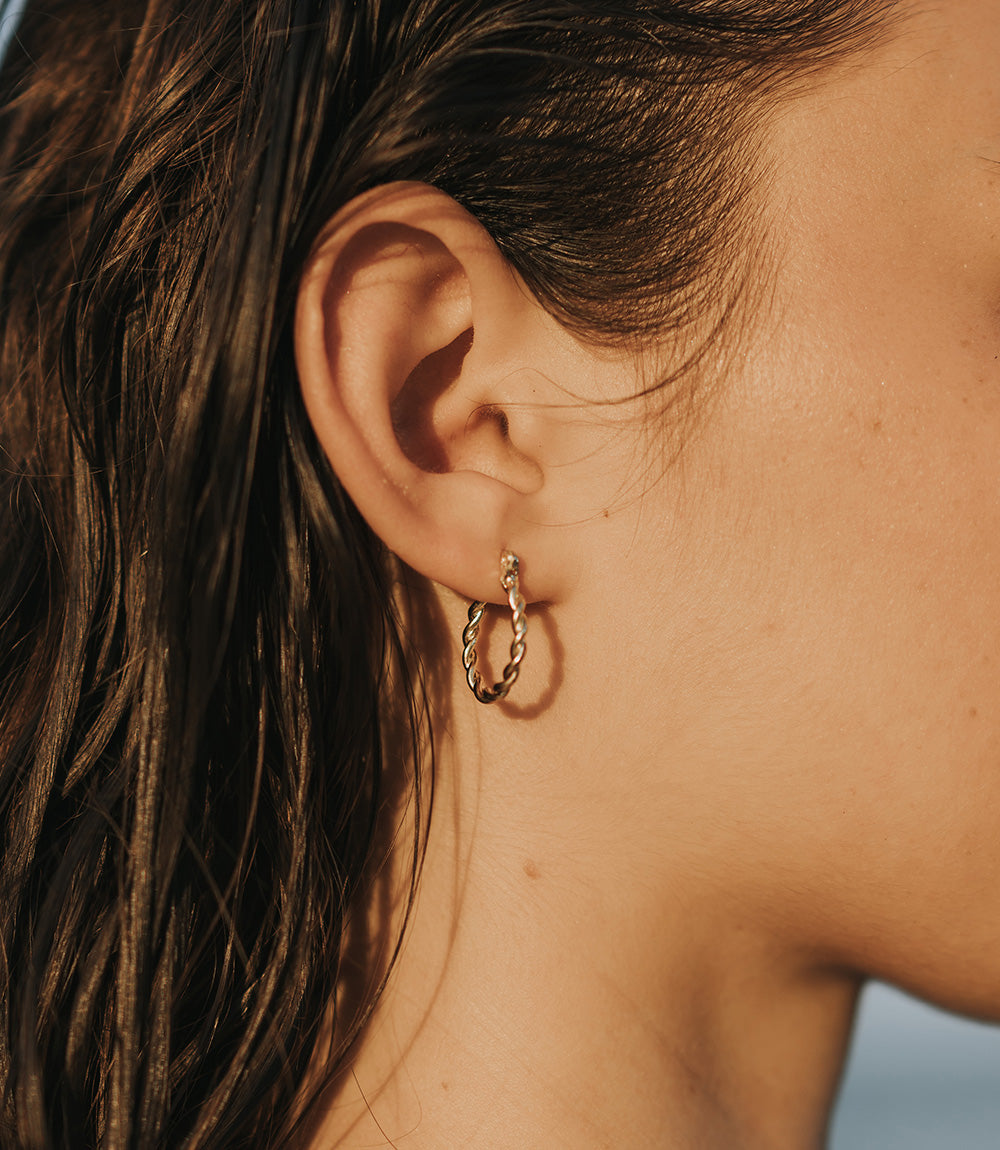 Jambumani Amethyst Mini Hoop Earrings - Set of 2