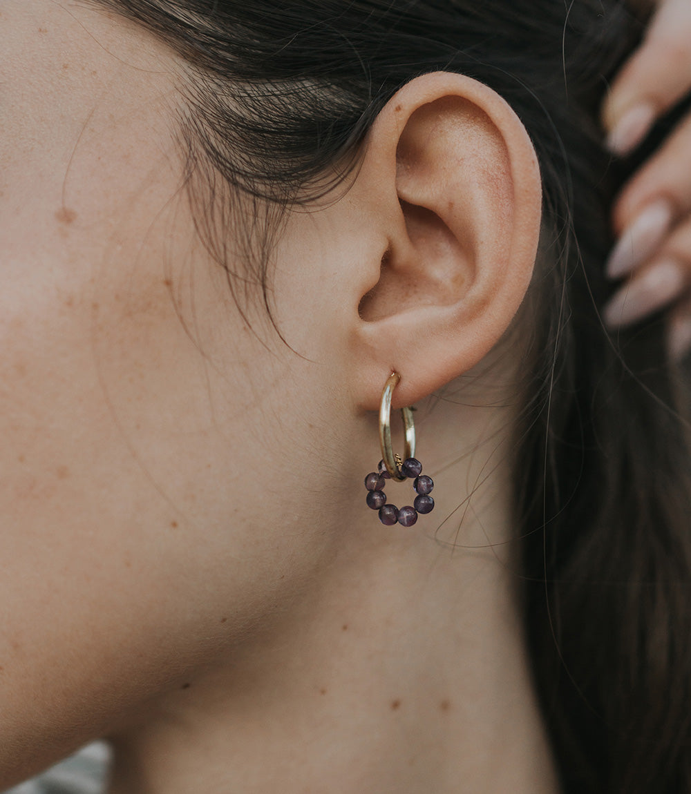 Jambumani Amethyst Small Hoop Earrings