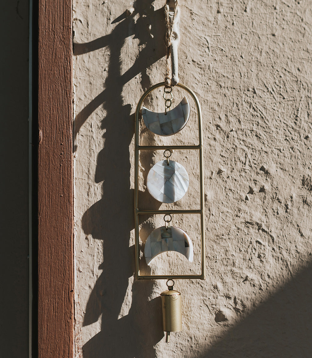 Chayana Moon Phase Mother of Pearl Wind Chime - Fair Trade Decor - Matr Boomie Wholesale