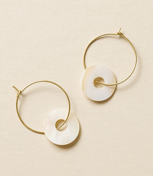 Varidi Dainty Gold Hoop Earrings - Mother of Pearl - Matr Boomie Wholesale