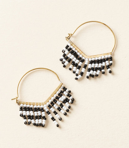 Kalapriya Beaded Fringe Earrings - Black, White - Matr Boomie Wholesale