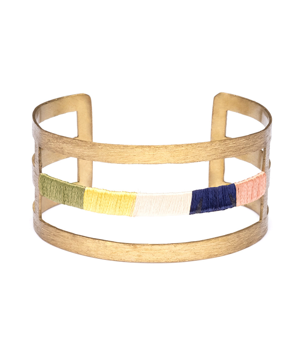 Kaia Gold Tone Cuff Bracelet - Multi Thread Wrapped - Matr Boomie Wholesale