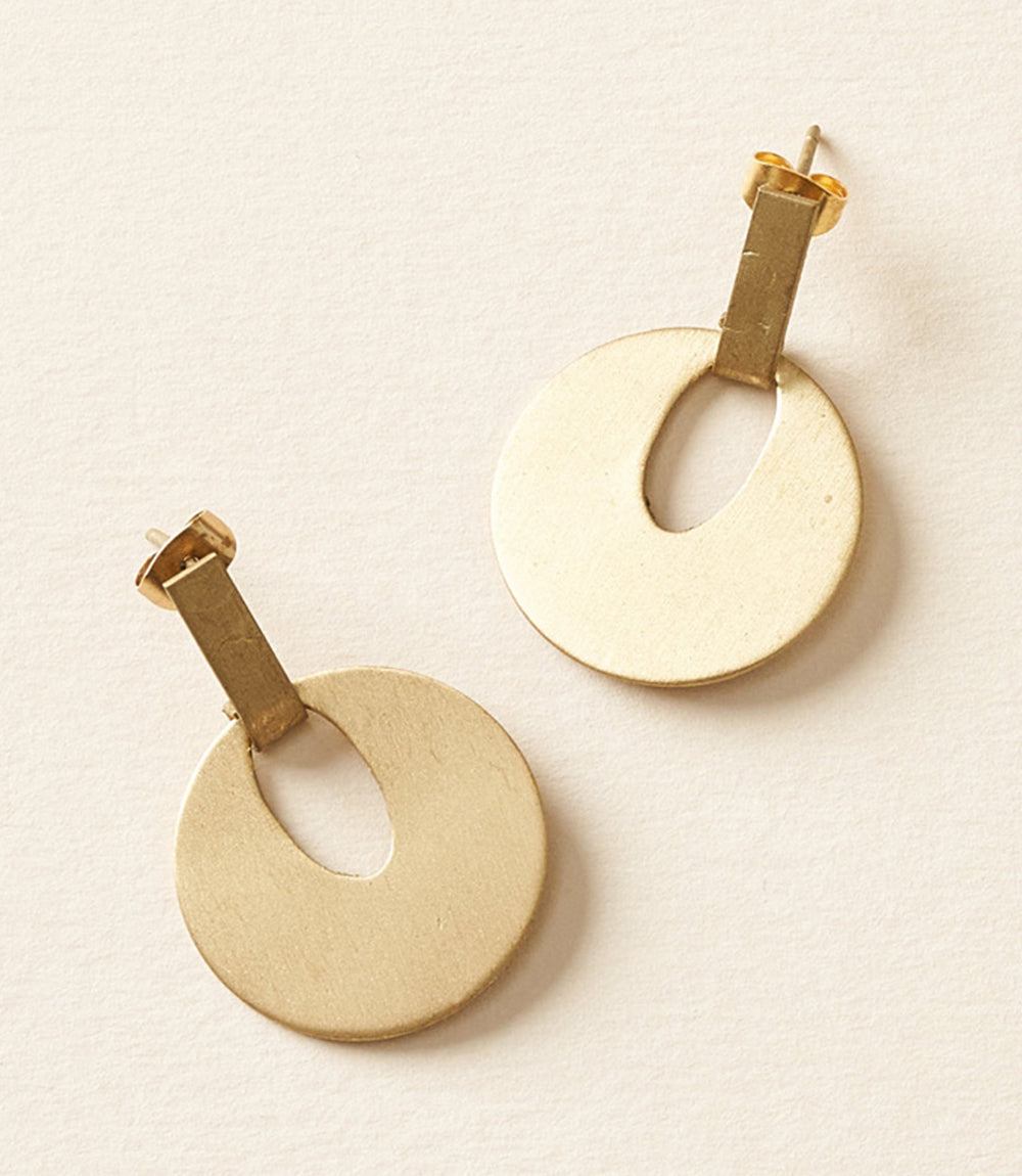 Diya Gold Disc Drop Earrings