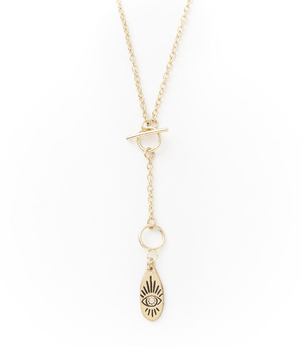 Ruchi Evil Eye Charm Gold Dainty Drop Lariat Necklace - Matr Boomie Wholesale