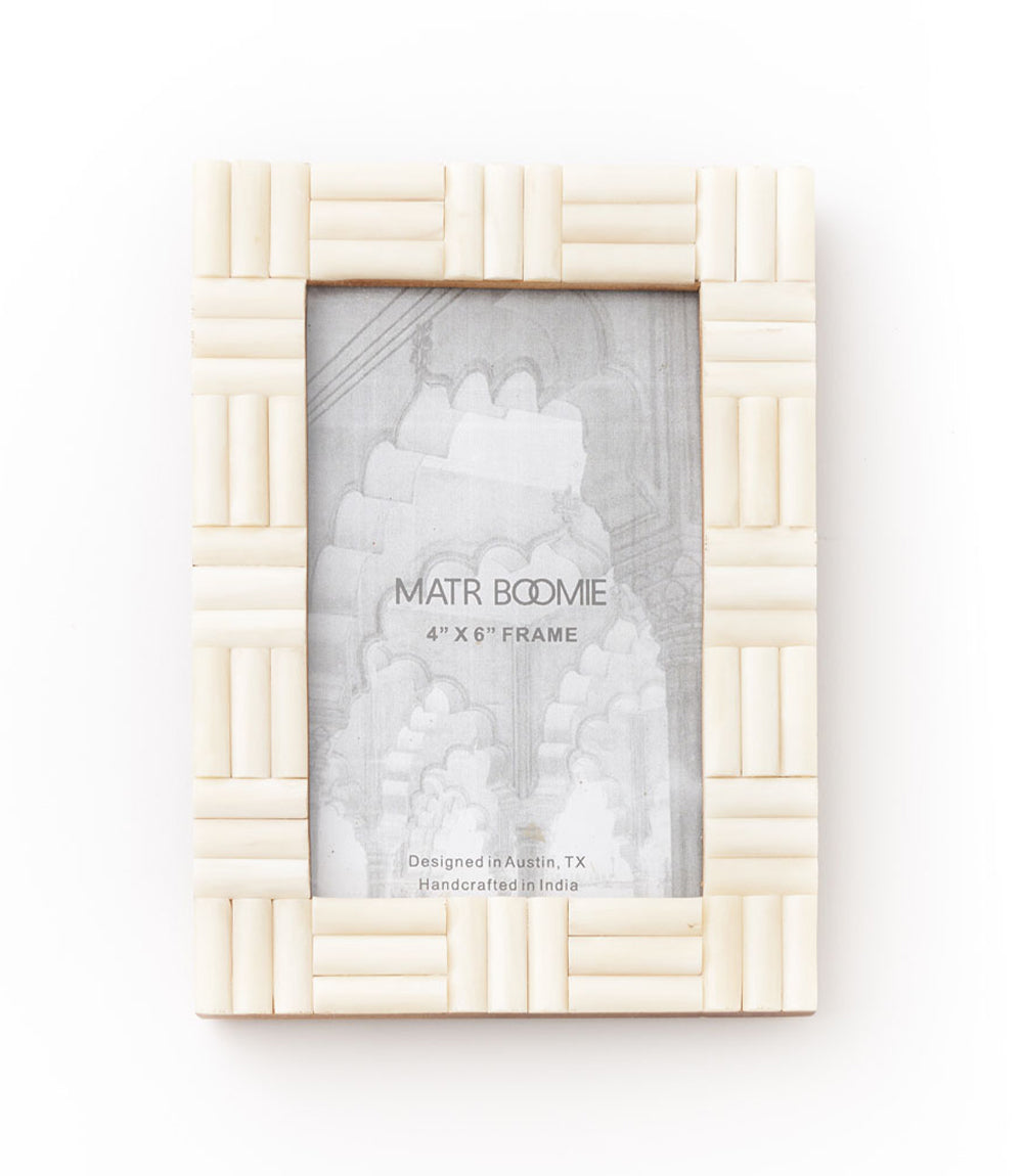 Vaishali 4x6 Cream Picture Frame - Hand Carved Bone