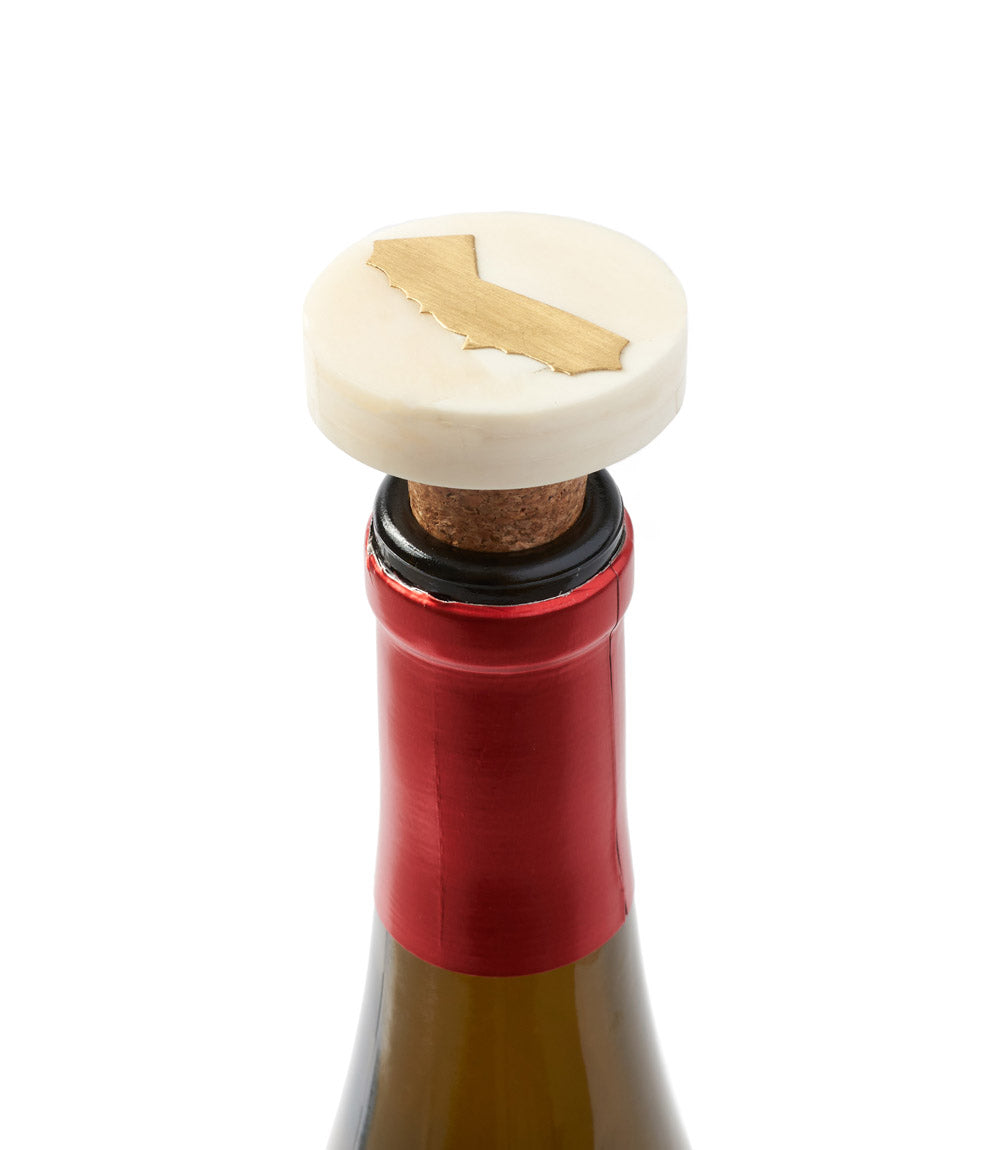 California Wine Cork Bottle Stopper - Bone, Brass State