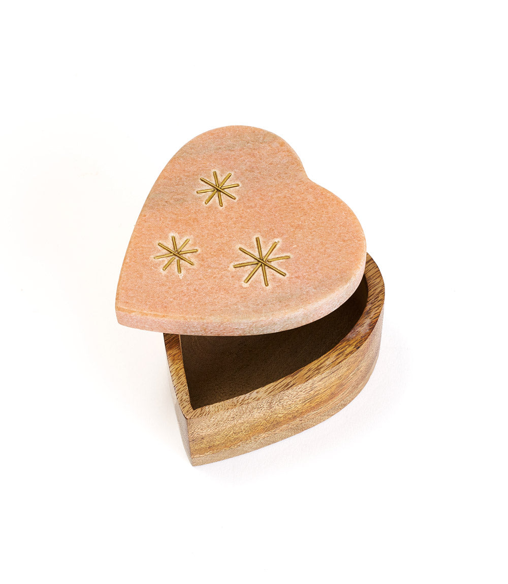 Jaipuri Heart Keepsake Box - Pink Carved Marble - Matr Boomie Wholesale