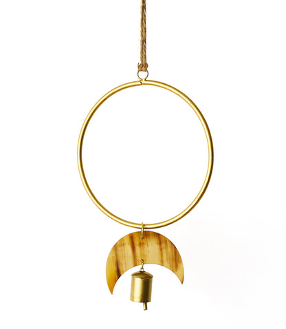 Chayana Orbit Moon Wind Chime  - Carved Horn, Hand Tuned